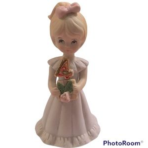 Enesco 1981 Porcelain Growing Up Girl Birthday Figurine Blonde Age 4